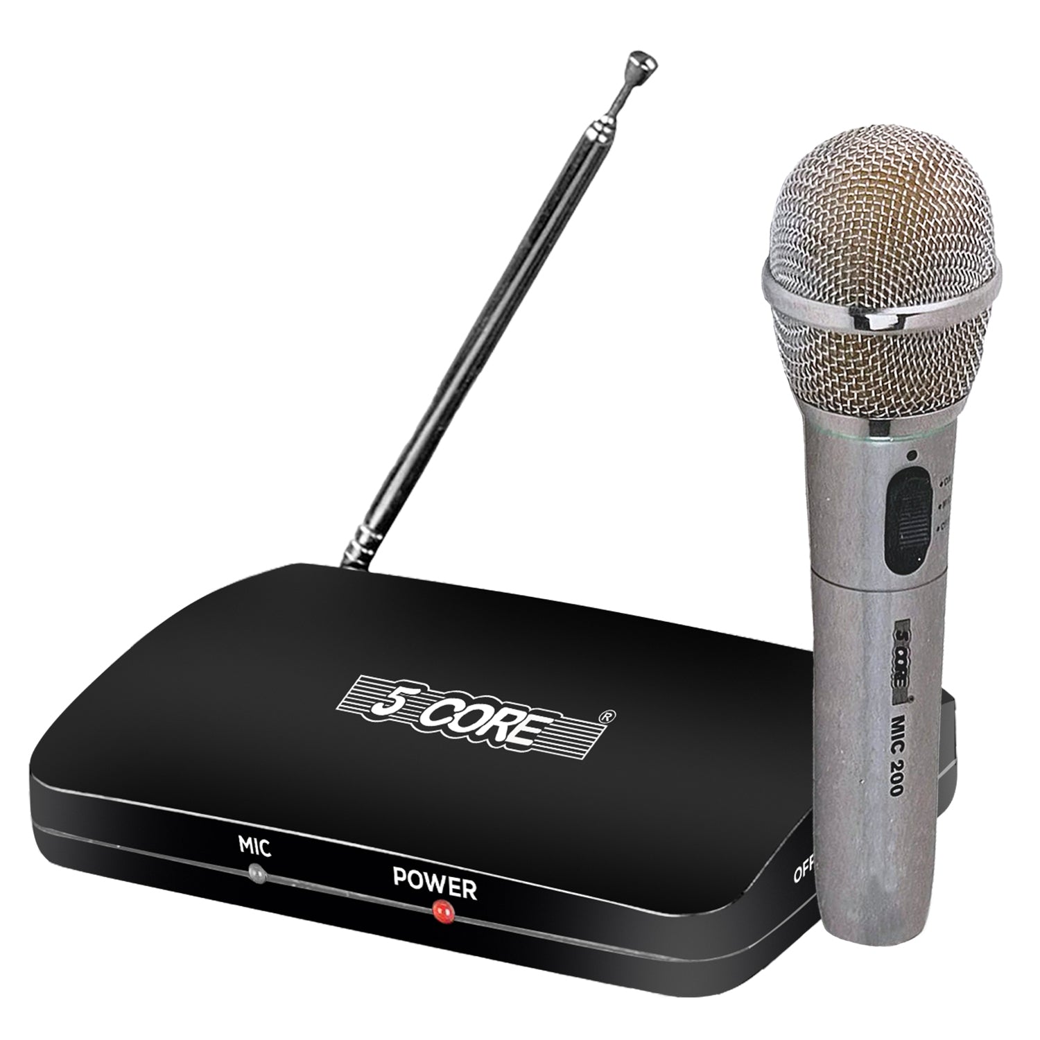 5Core Wireless Microphone System Dual Function Wireless - Wired Microphone Microfono Inalambrico