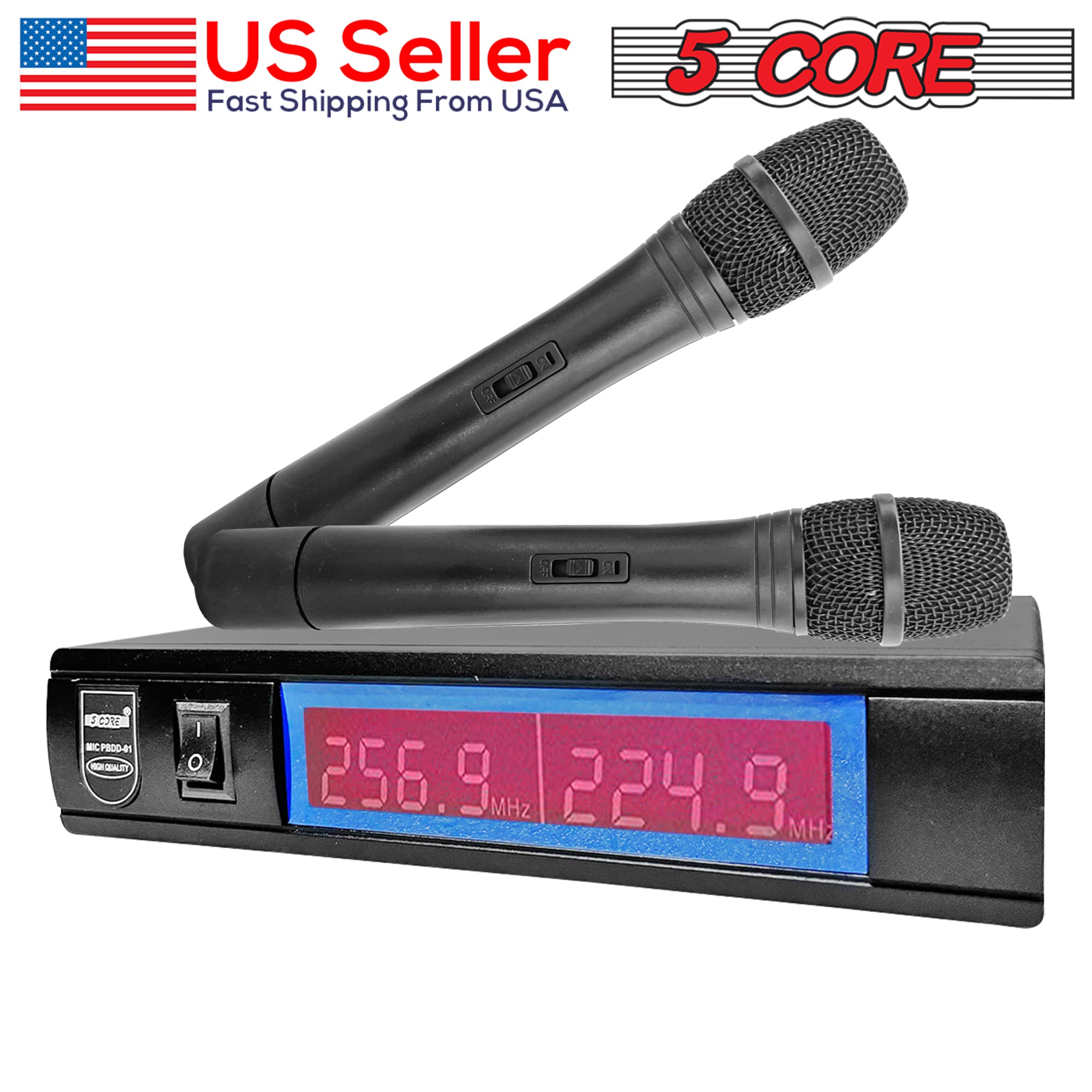 5 Core Wireless Microphone System 100FT Range 2 Mics