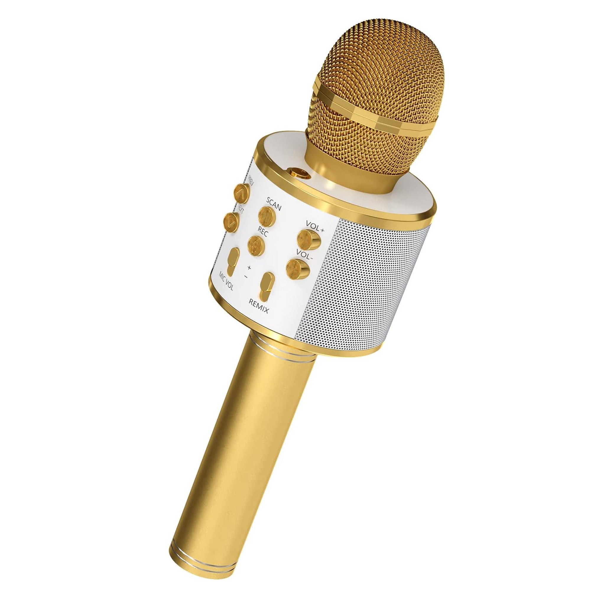 5 Core Karaoke Wireless Microphones Gold• w Stereo Speaker • SD Card & USB Microfono Inalambrico
