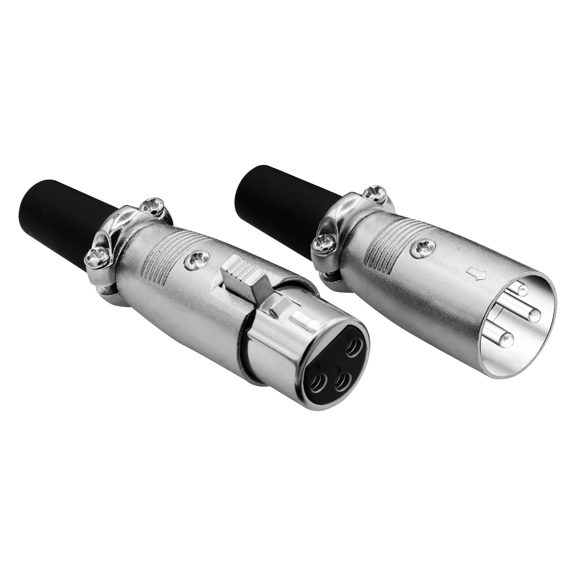 Male XLR connector: sturdy metal construction for professional audio applications.