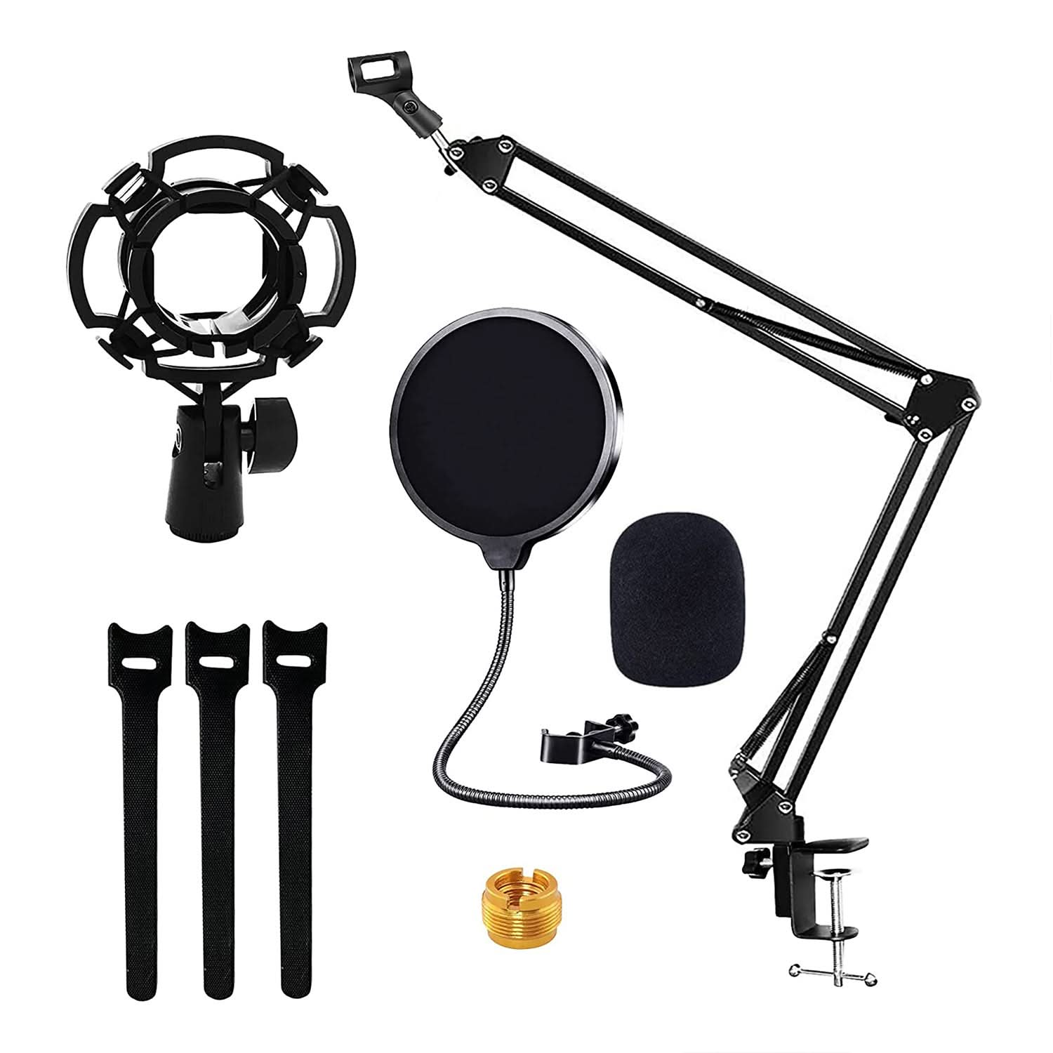 5Core Microphone Stand Suspension Desk Scissor Boom Arm w Shock Mount Pop Filter Black