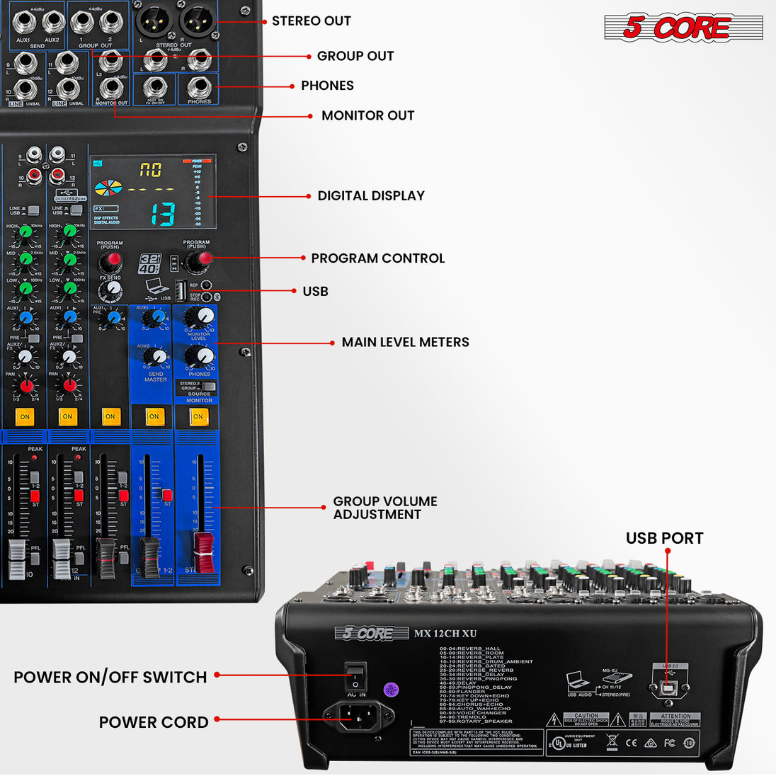 Audio mixer for PC with USB connectivity, adjustable sound controls, and compact design for home or studio use