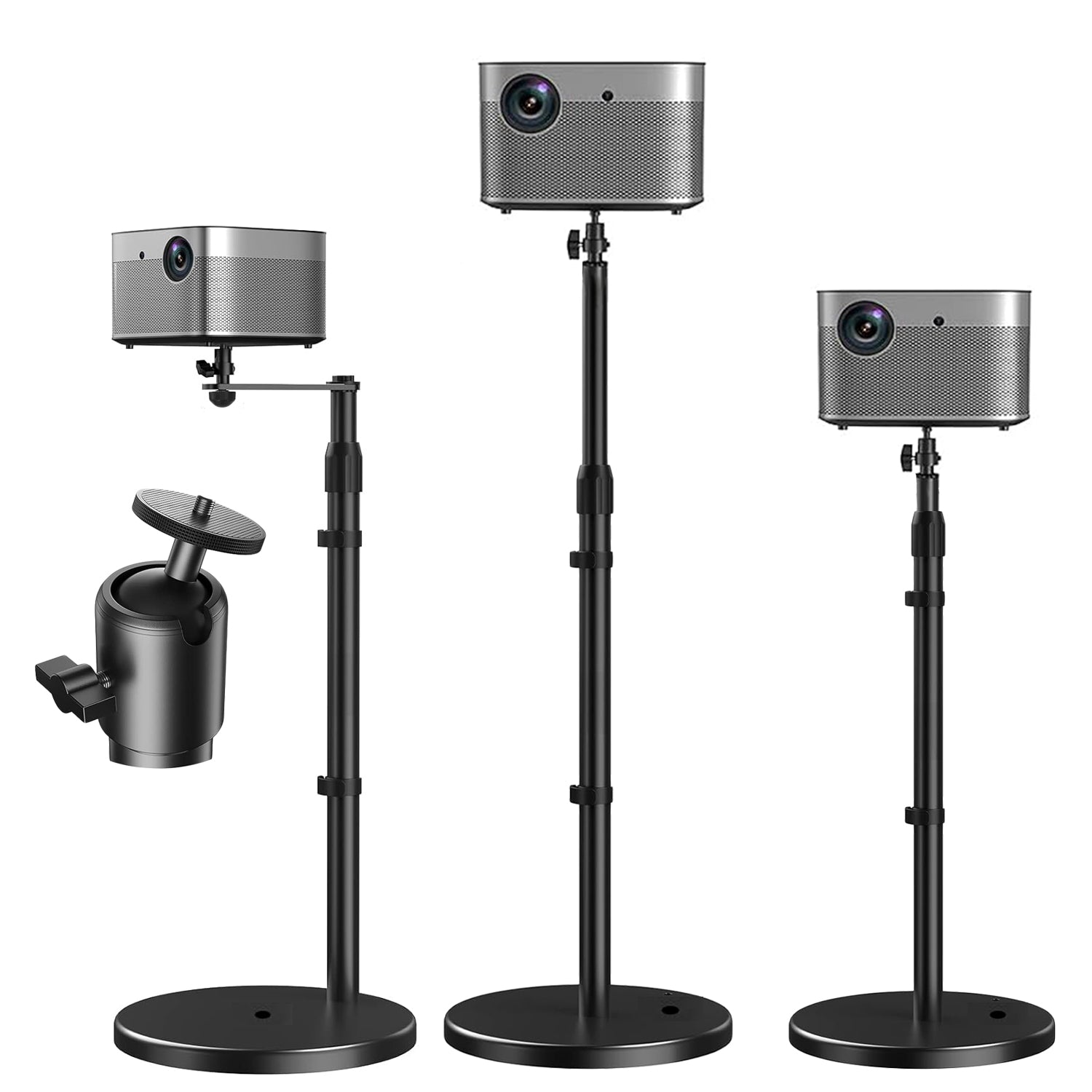 5 Core Projector Stand Height adjustable 28"-52"  Tall Floor Stands w 3 Mounting Options 360° Rotatable Ball Head Heavy Duty Multipurpose Soporte Para Proyector for Home Office Outdoor 1PC Black – PS FLR RB BLK