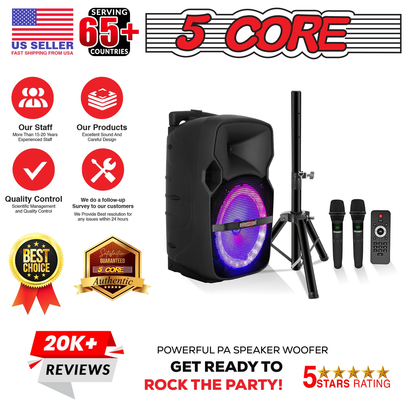 Top-rated party speaker system with powerful sound, Bluetooth, portability, and vibrant lighting effects for unforgettable parties