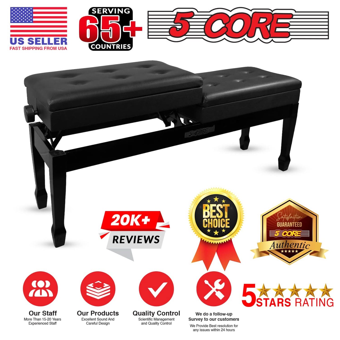 The best piano stool for two with wide seating, comfortable padding, and sturdy construction for duet performances