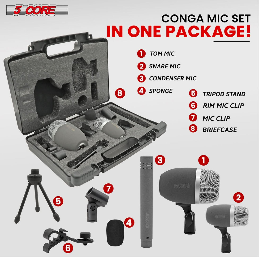 Conga microphone set designed for precise sound capture and amplification of conga drums