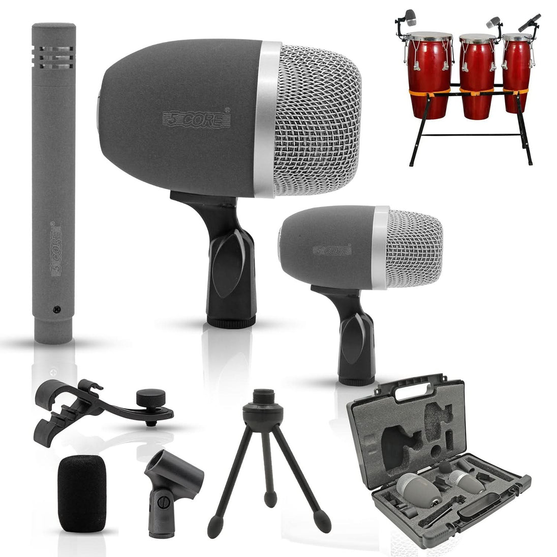 Conga microphone set with dynamic sound capture, designed for precise audio pickup.