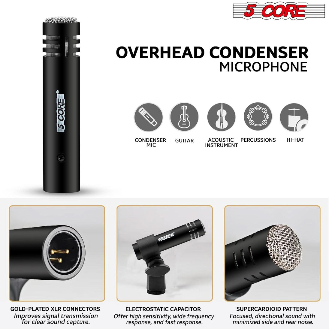 High-quality mics for clear, precise sound capture of your drum kit.