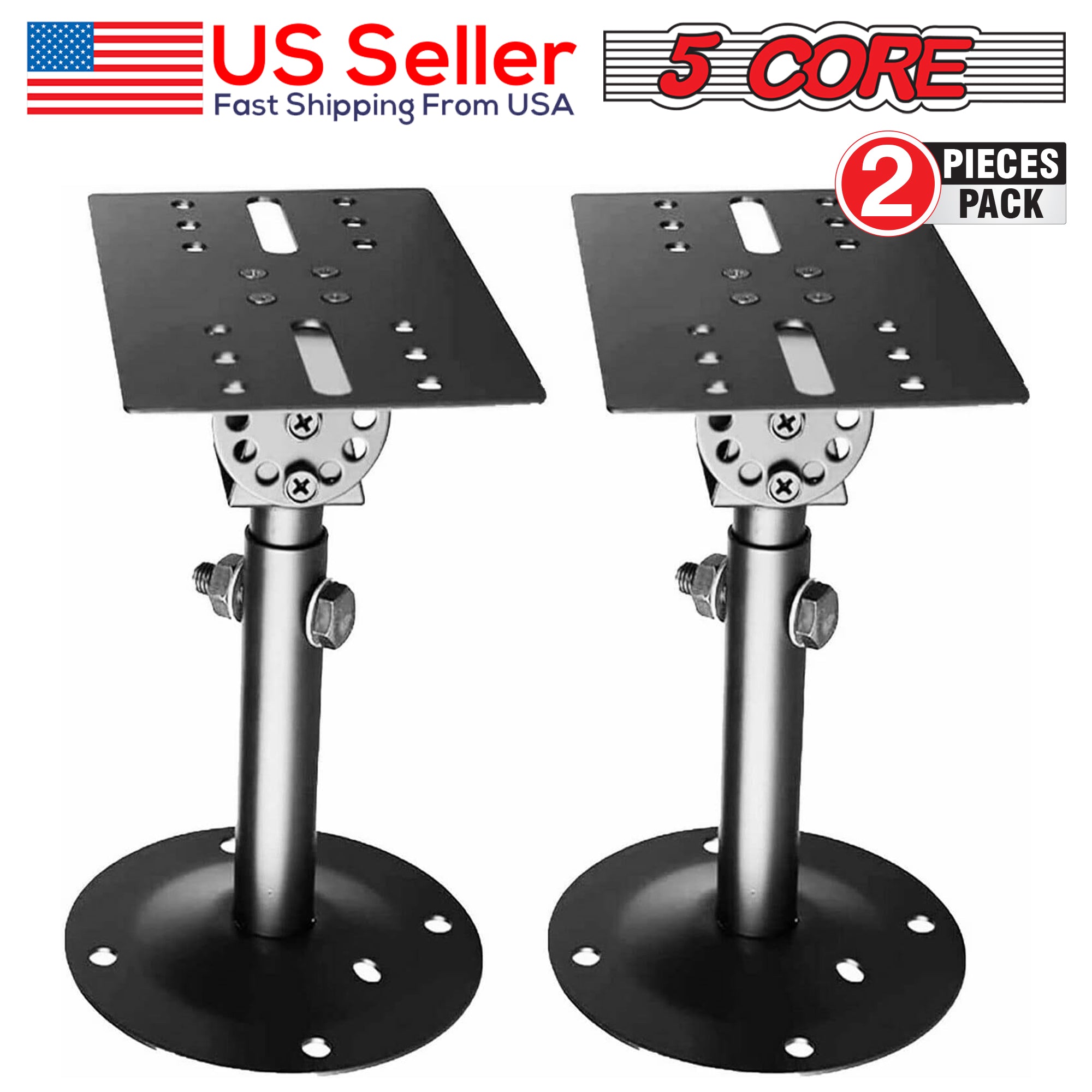 5Core Speaker Wall Mount 2 Pack Rotatable Angle Mounting Bracket Wall Speakers Holder