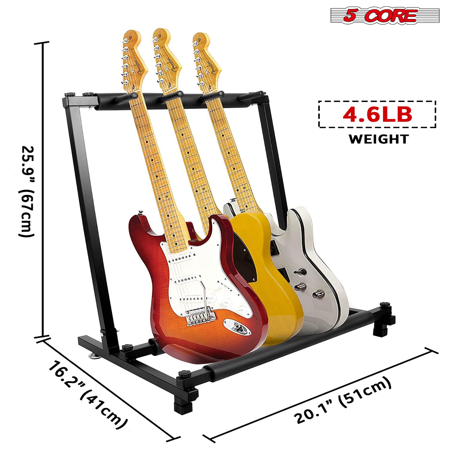 5 Core Guitar Stand Multiple Guitars 3/5/7/9 Space Rack for Acoustic Electric Bass Guitar Foam Padded