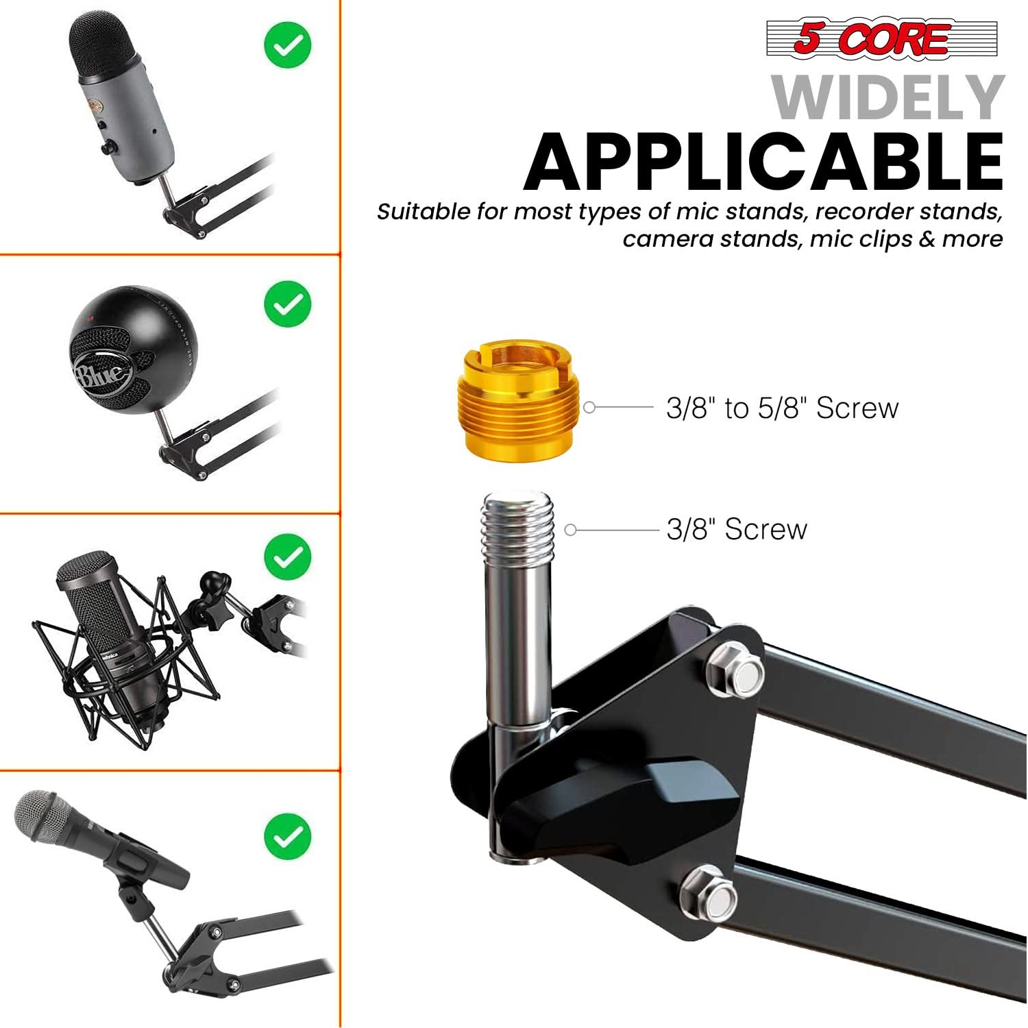 5Core Microphone Stand Suspension Desk Scissor Boom Arm w Shock Mount Pop Filter Black