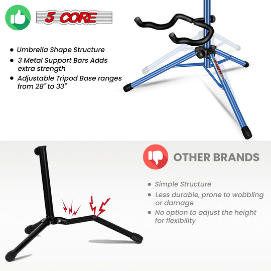 Guitar stands for floor with durable build and padded supports to securely hold guitars of different sizes and types