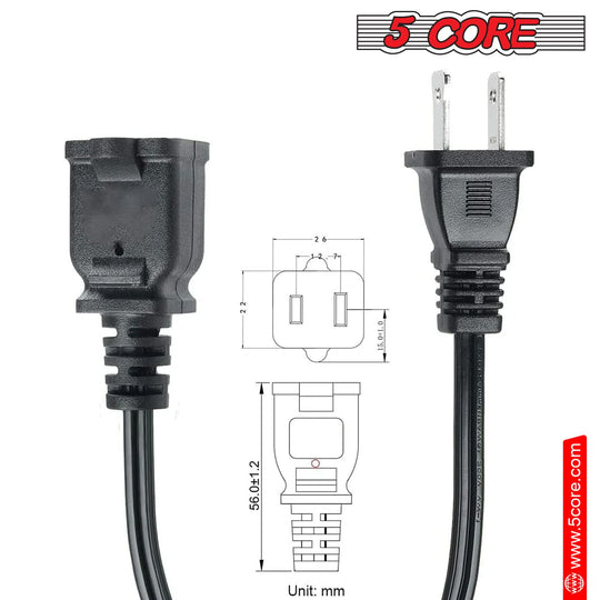 Heavy duty 2 prong AC power cable designed for reliable and durable power connection