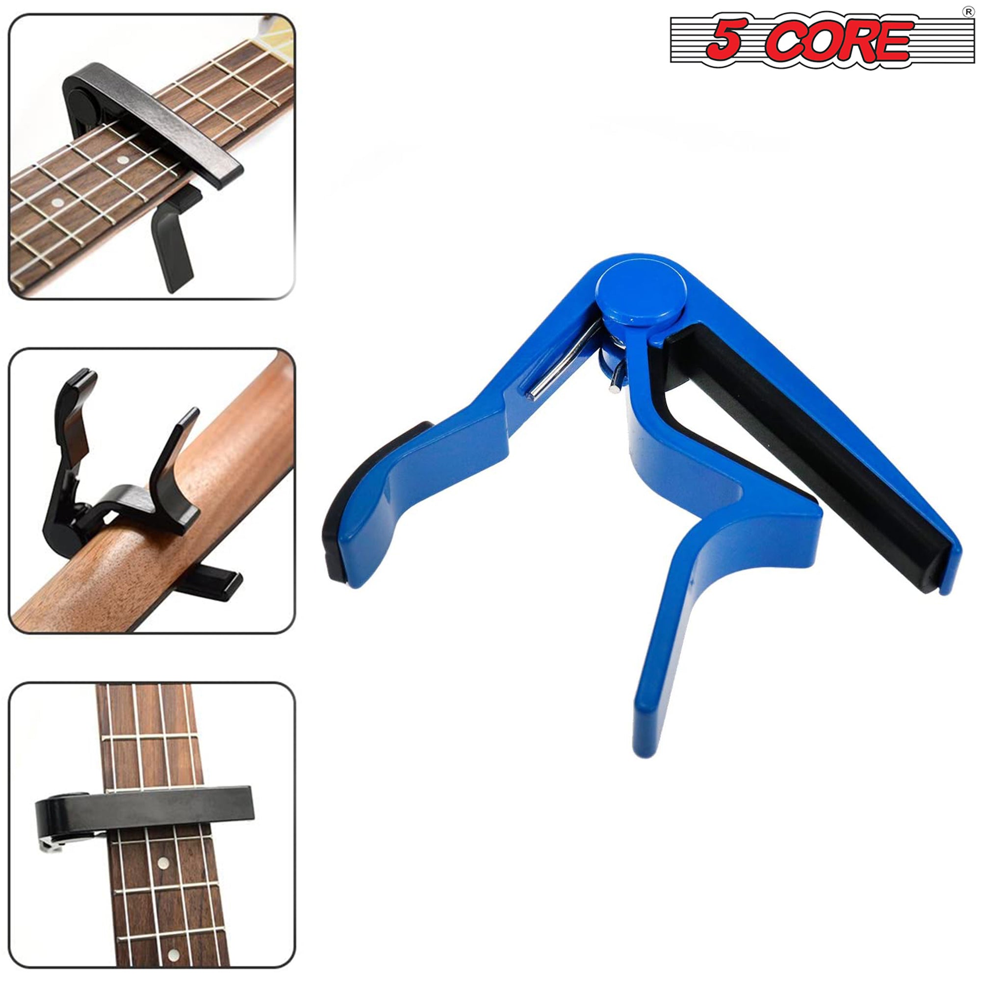 Guitar capo with a comfortable soft pad, ensuring no damage to instrument strings.