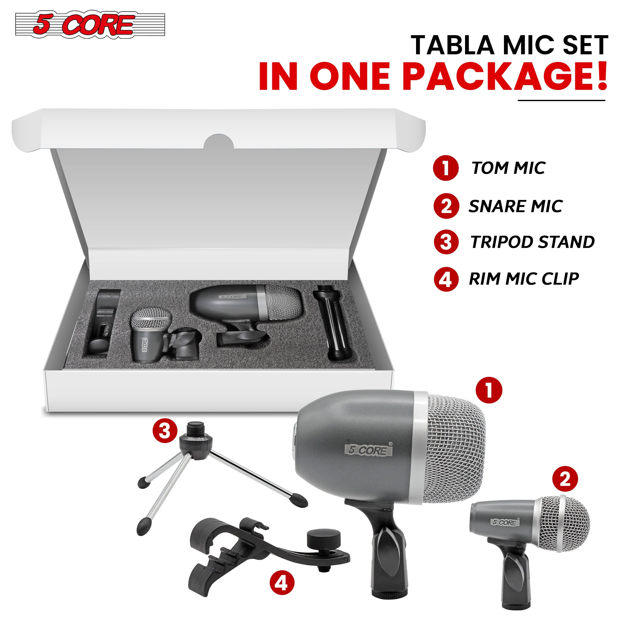 Tabla mic set with tripod stand in one package