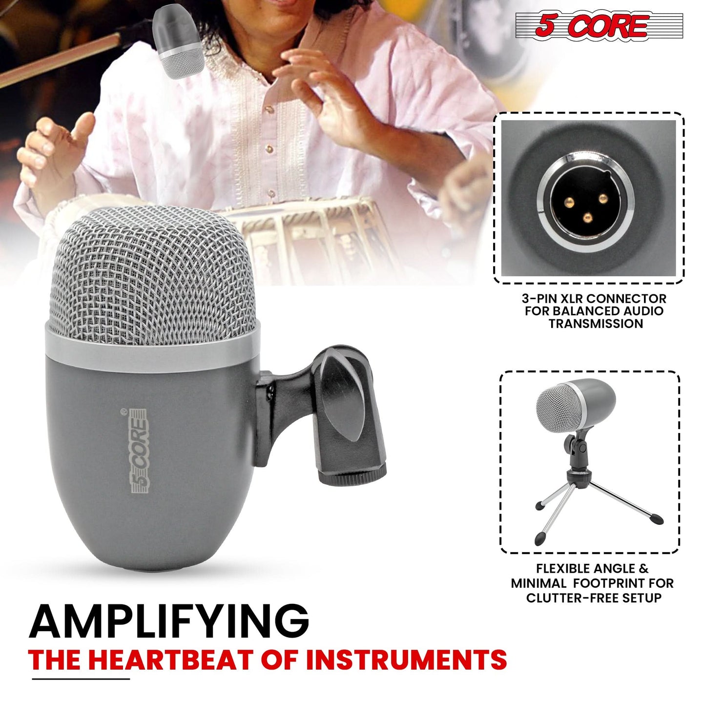 Our wired condenser instrument microphone has excellent pickup ability