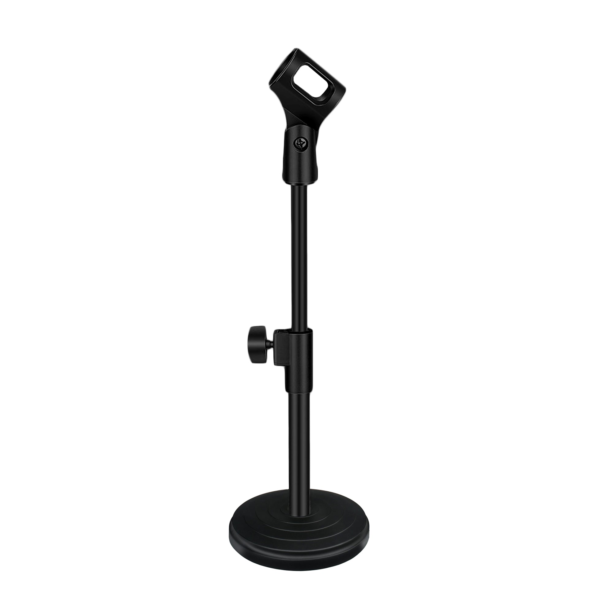 5 Core Desk Microphone Stand Heigh Adjustable Desktop Mic Holder w Metal Round Base and Mic Clip