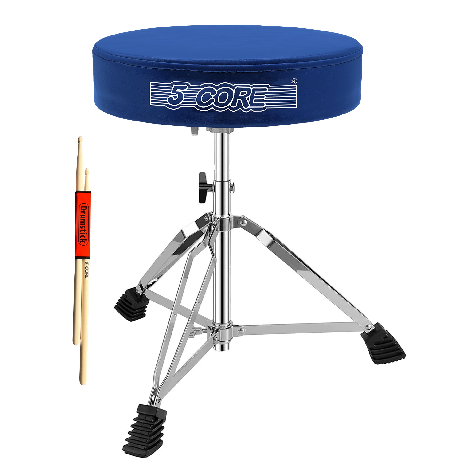 5 Core Drum Throne Blue Height Adjustable Guitar Stool Thick Padded Memory Foam DJ Chair Seat