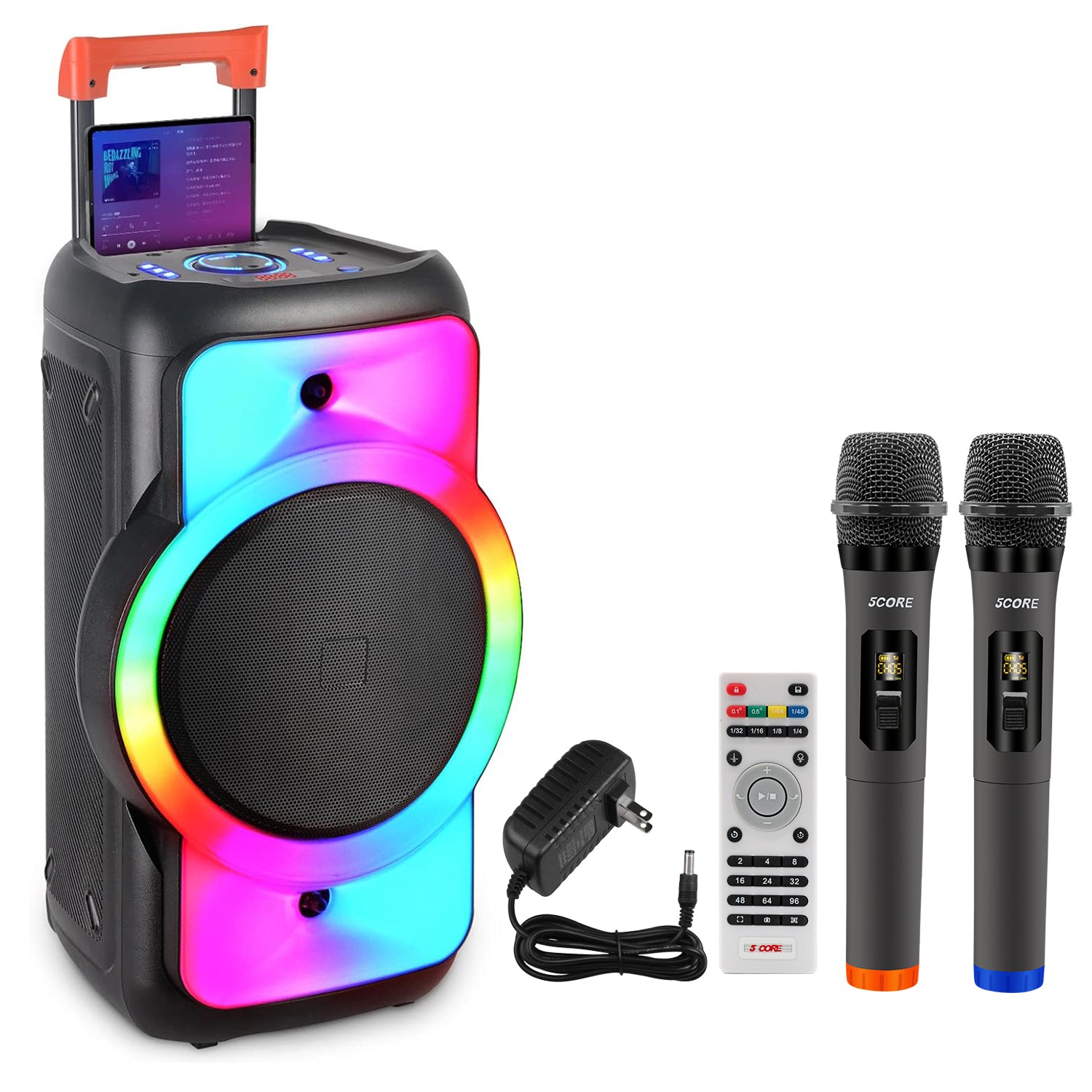 5Core Karaoke Machine Portable Bluetooth 12 inch PA System w/ 2 Microphone RGB