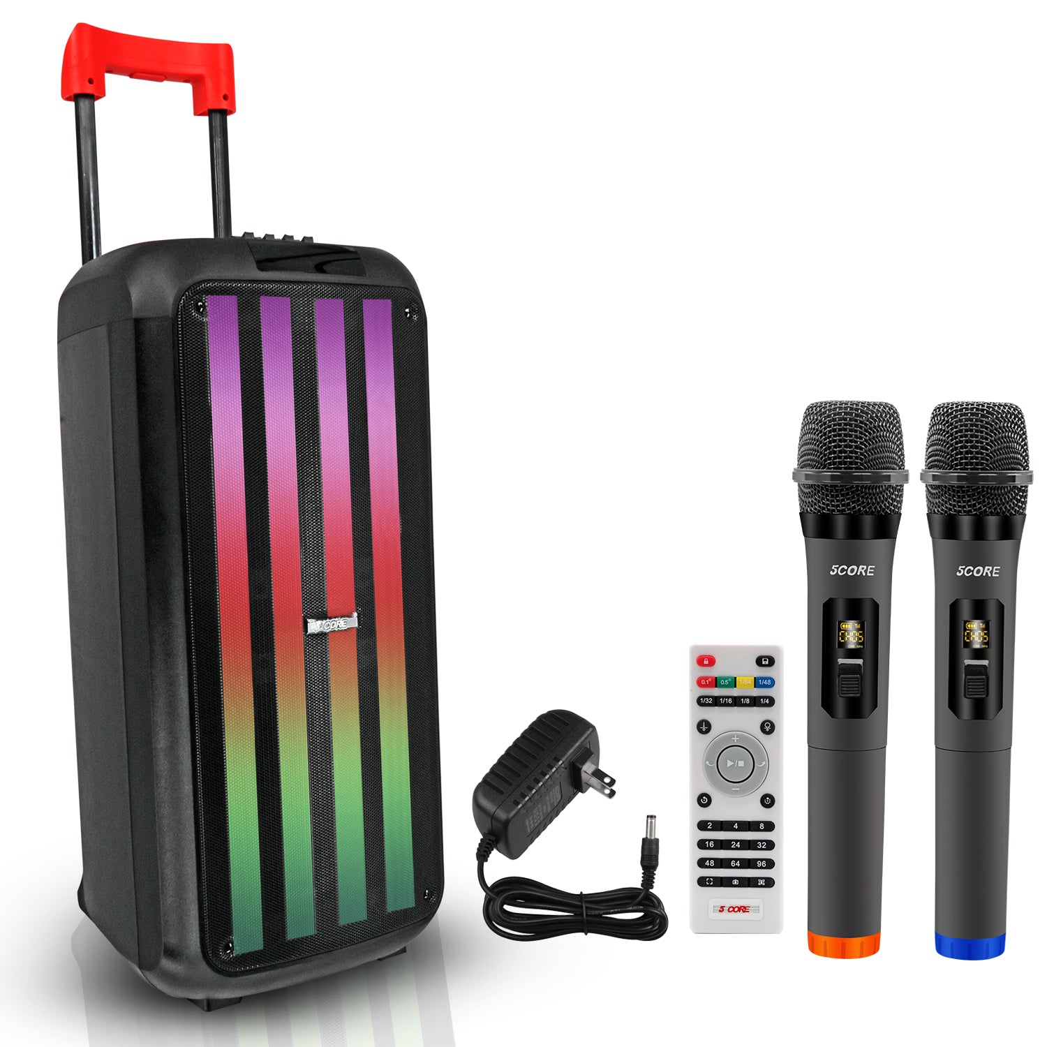5 Core Bluetooth Speaker Karaoke Machine 8 Inch 2 Way Speaker Portable PA System w DJ Light