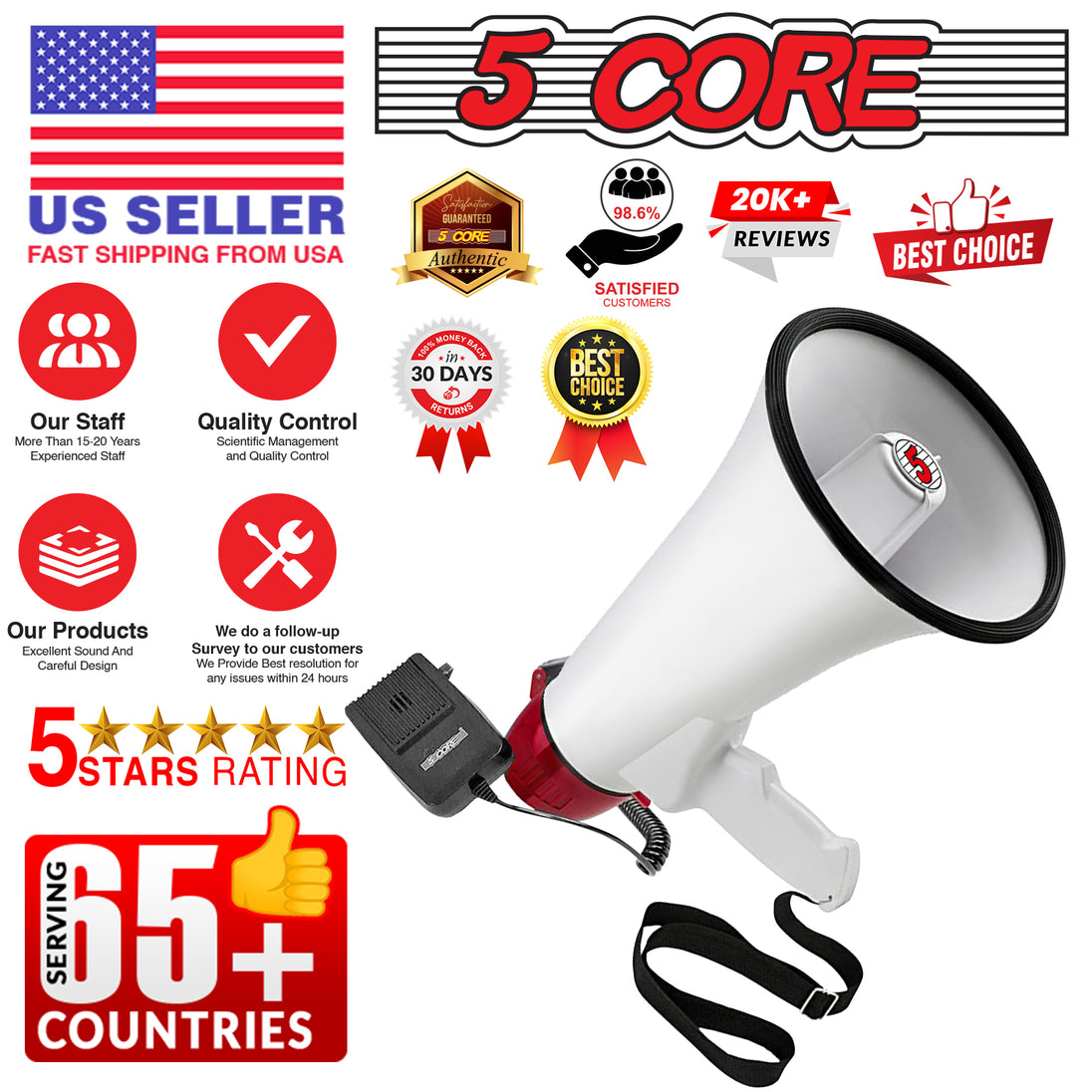 Bullhorn megaphono, top-rated with 20K+ reviews, 5-star rating, and worldwide shipping to 65+ countries.