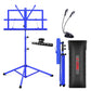 5 Core Music Stand, 2 in 1 Dual-Use Adjustable Folding Sheet Stand Blue / Metal Build Portable Sheet Holder / Carrying Bag, Music Clip and Stand Light Included - MUS FLD BLU