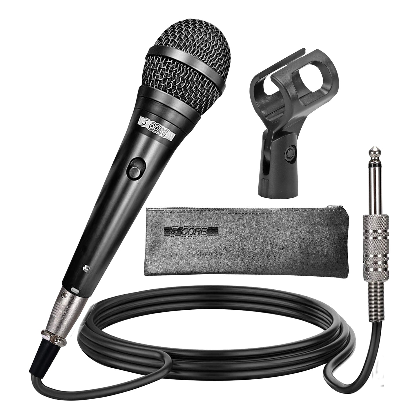 5 Core Professional Dynamic Vocal Microphone - Unidirectional Handheld Mic XLR Karaoke Microphone with ON/OFF Switch Includes 16ft XLR Audio Cable to 1/4'' Audio Jack Included - ND 58 BLK