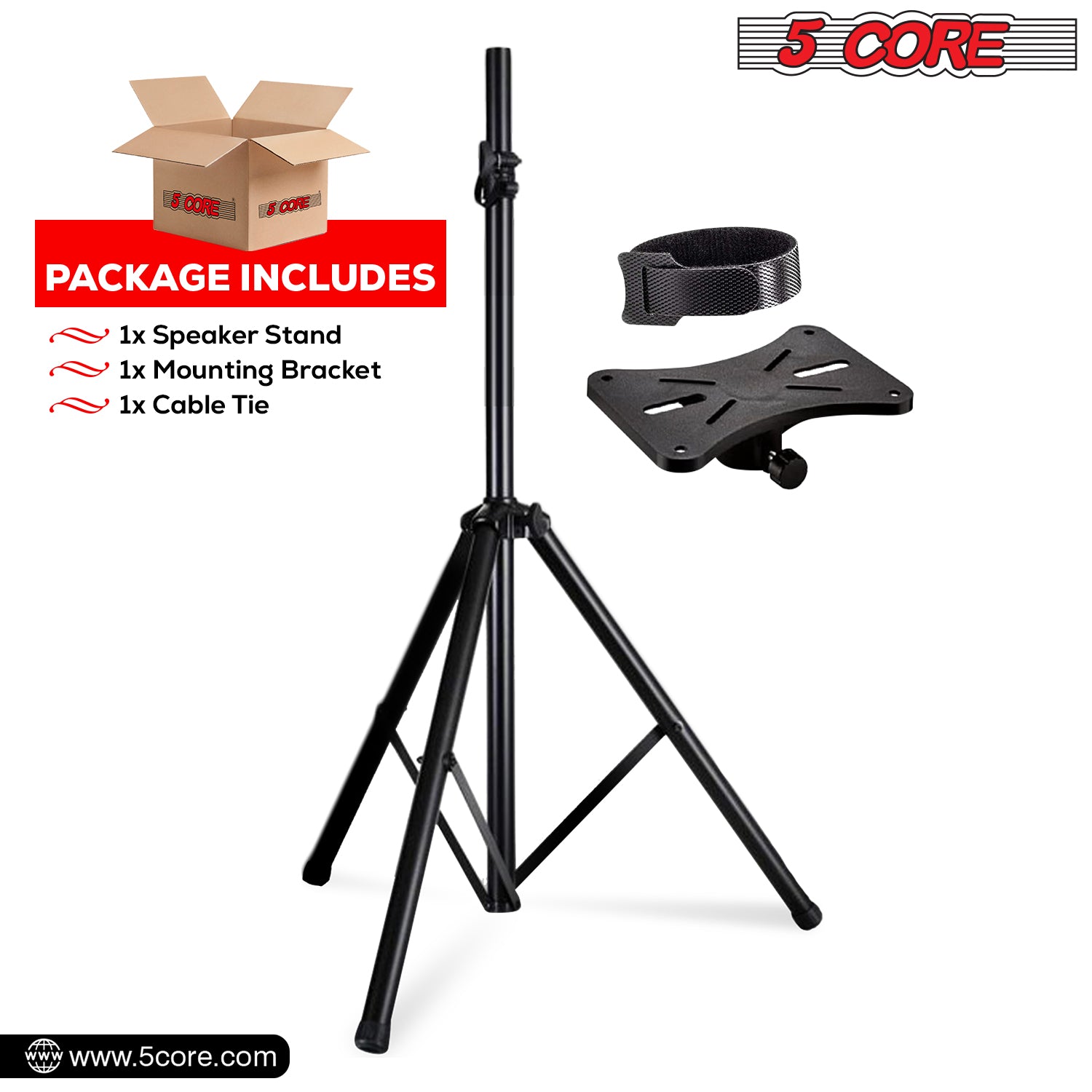 Package includes stand, cable ties, bracket
