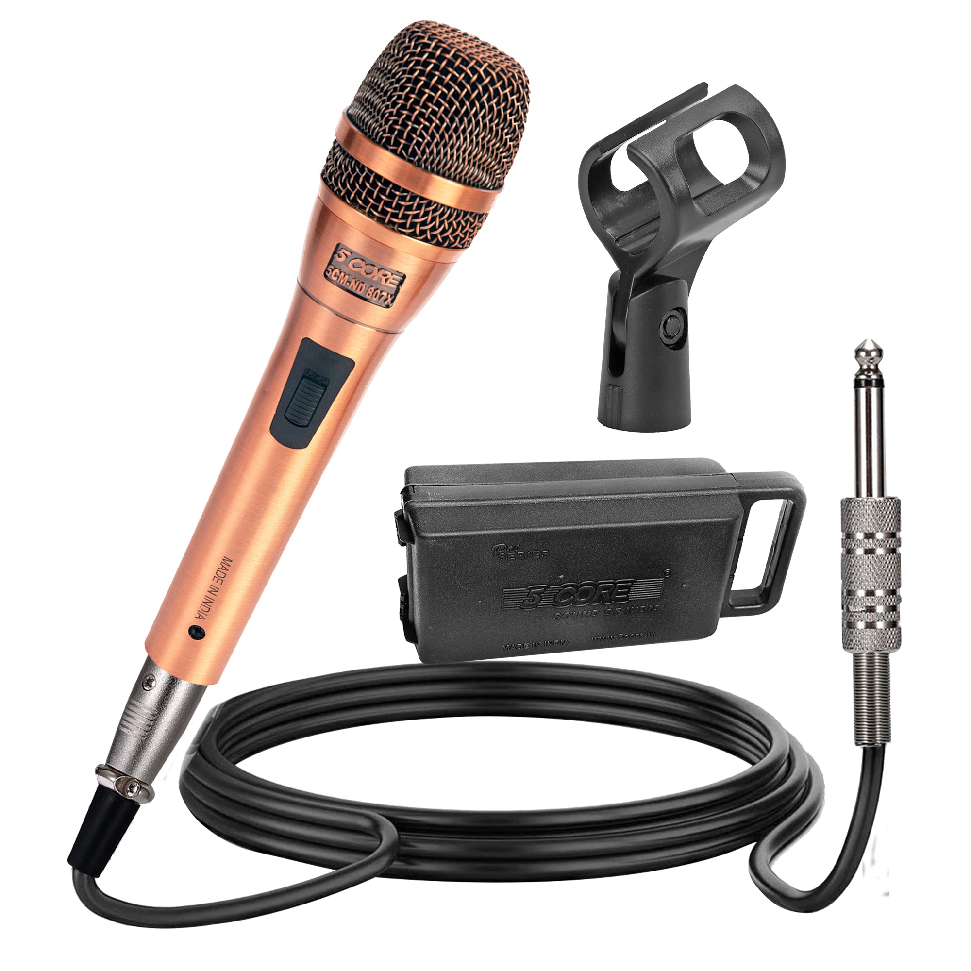 5 Core Microphone Professional Dynamic Karaoke XLR Wired Mic w ON/OFF Switch Pop Filter Cardioid Unidirectional Micrófono -ND-807 CoppereX