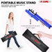 Portable music stand with foldable design, lightweight build, and adjustable height for easy transport and storage