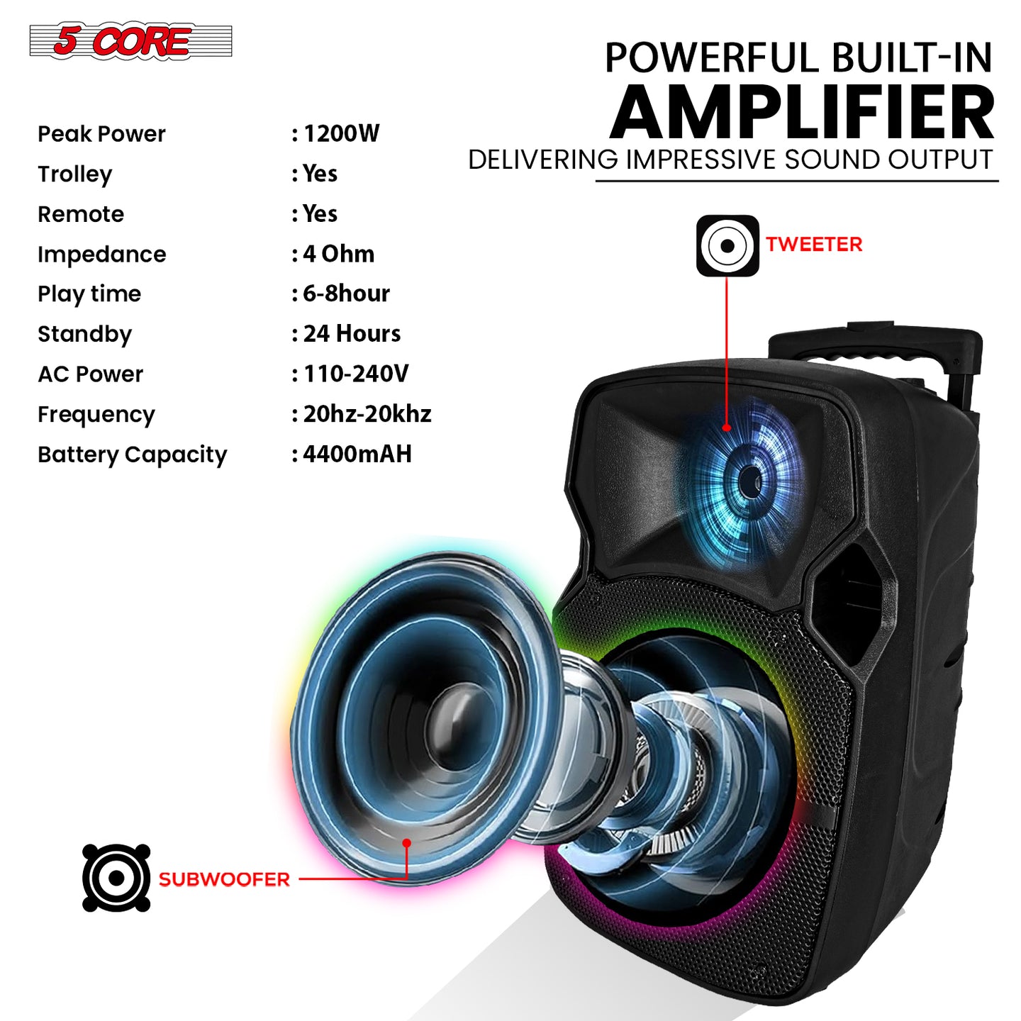 High-performance party speaker with deep bass, vibrant sound, and portable design for an unforgettable party experience