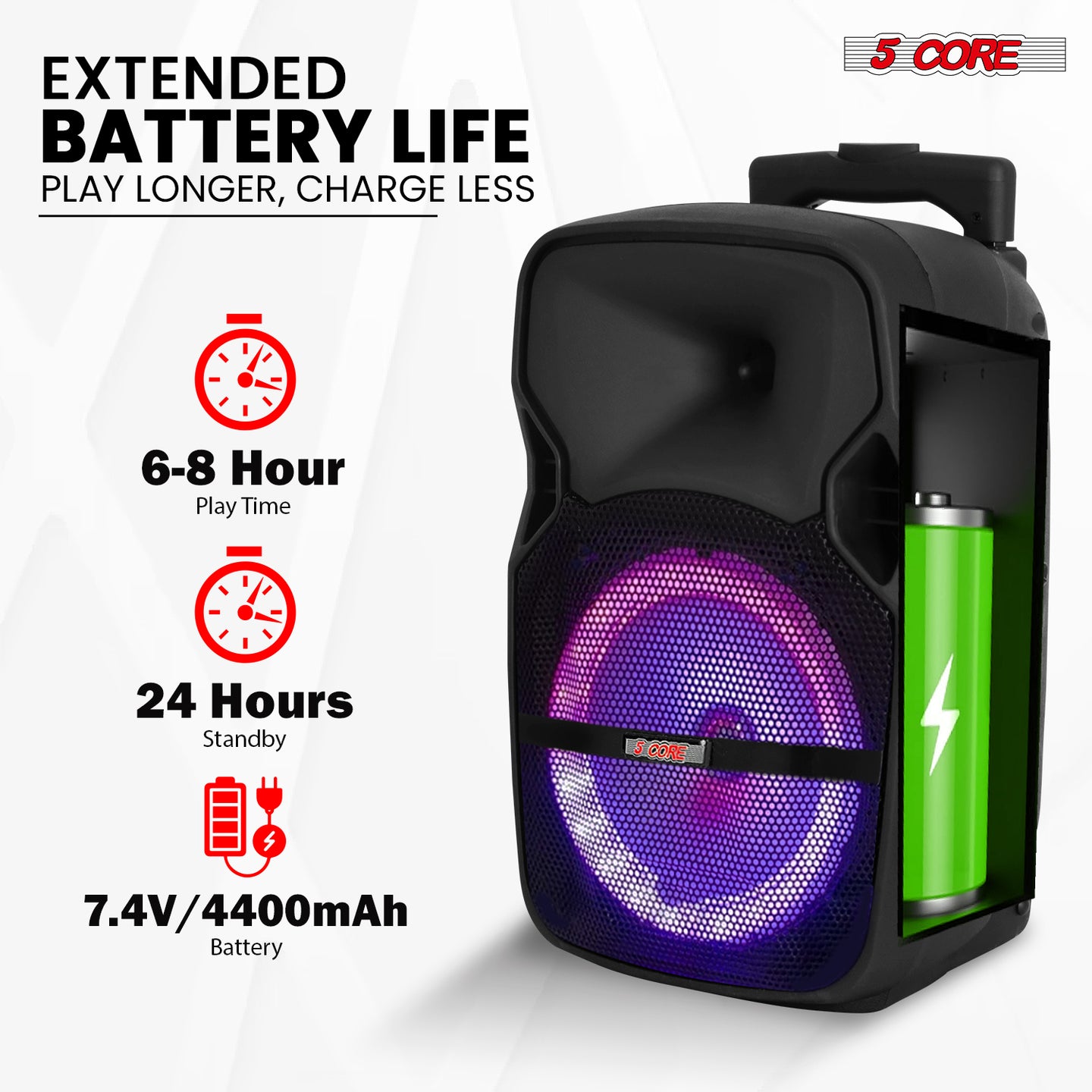 Rechargeable active speaker with powerful sound, built-in battery, and portability for on-the-go music enjoyment