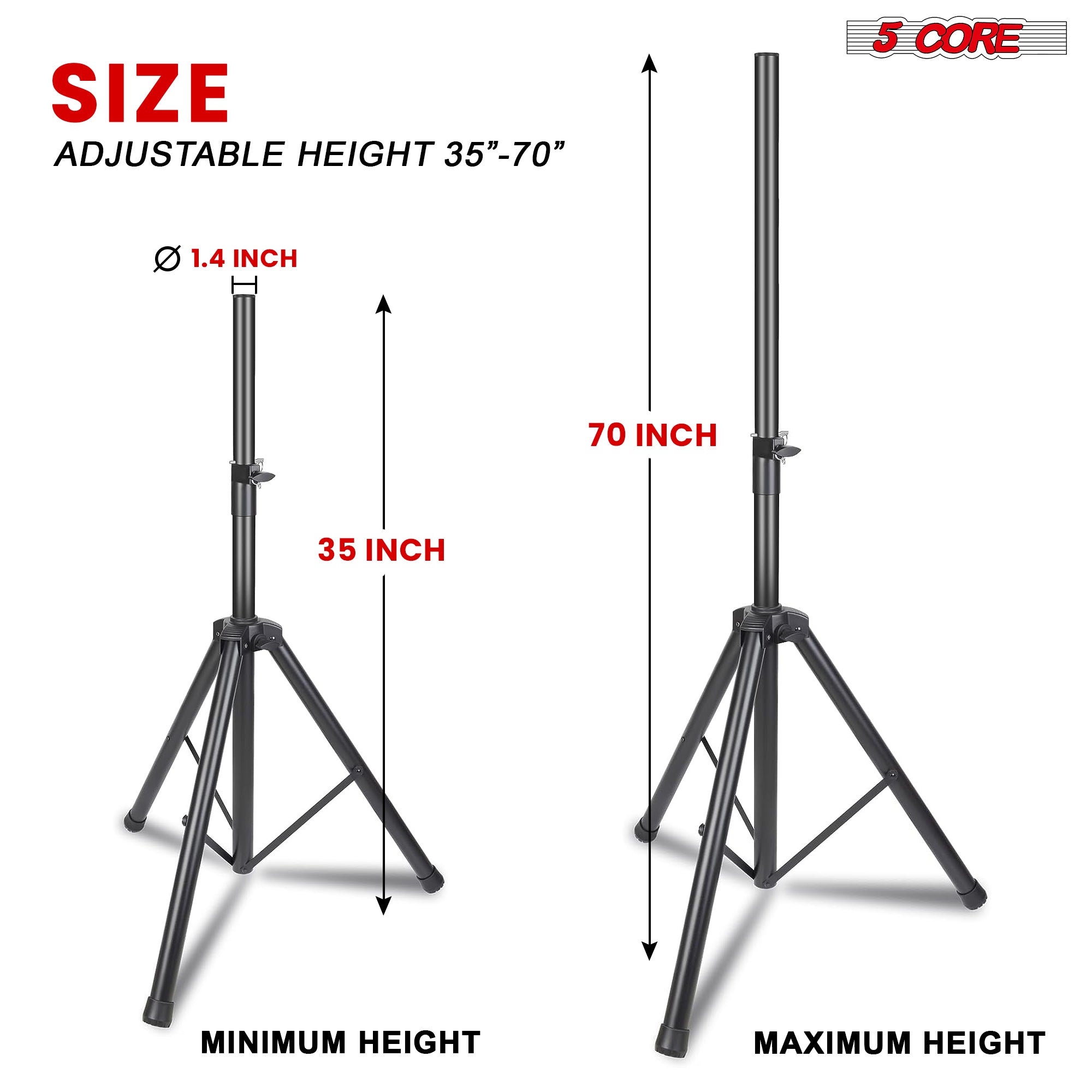 5 Core Height Adjustable Heavy Duty Speaker Stand