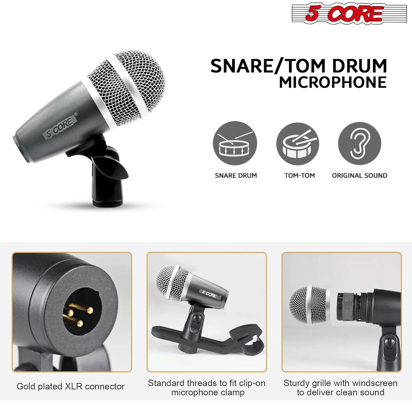 Snare and tom microphones with precise sound capture and durable build for professional drumming setups