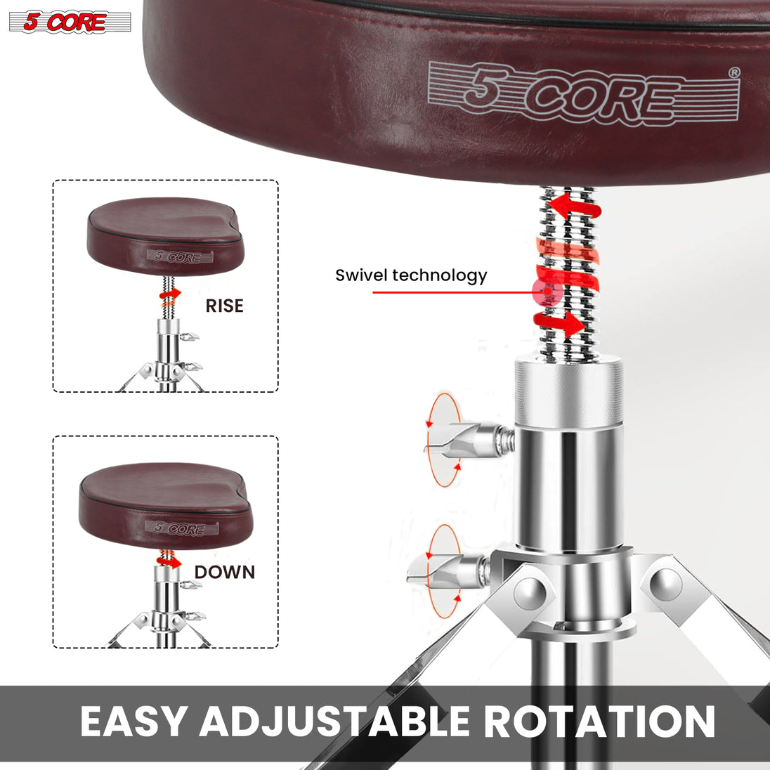 Swivel heavy duty drum throne with thick padding and sturdy build for comfort and durability