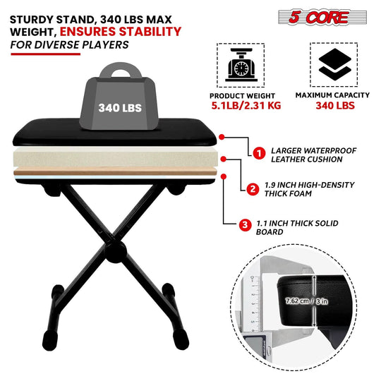 Musician stool with thick padding, providing enhanced comfort and support for long performances or practice sessions