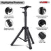 Tripod speaker stand with adjustable height, stable base, and 35mm pole mount for secure audio equipment setup