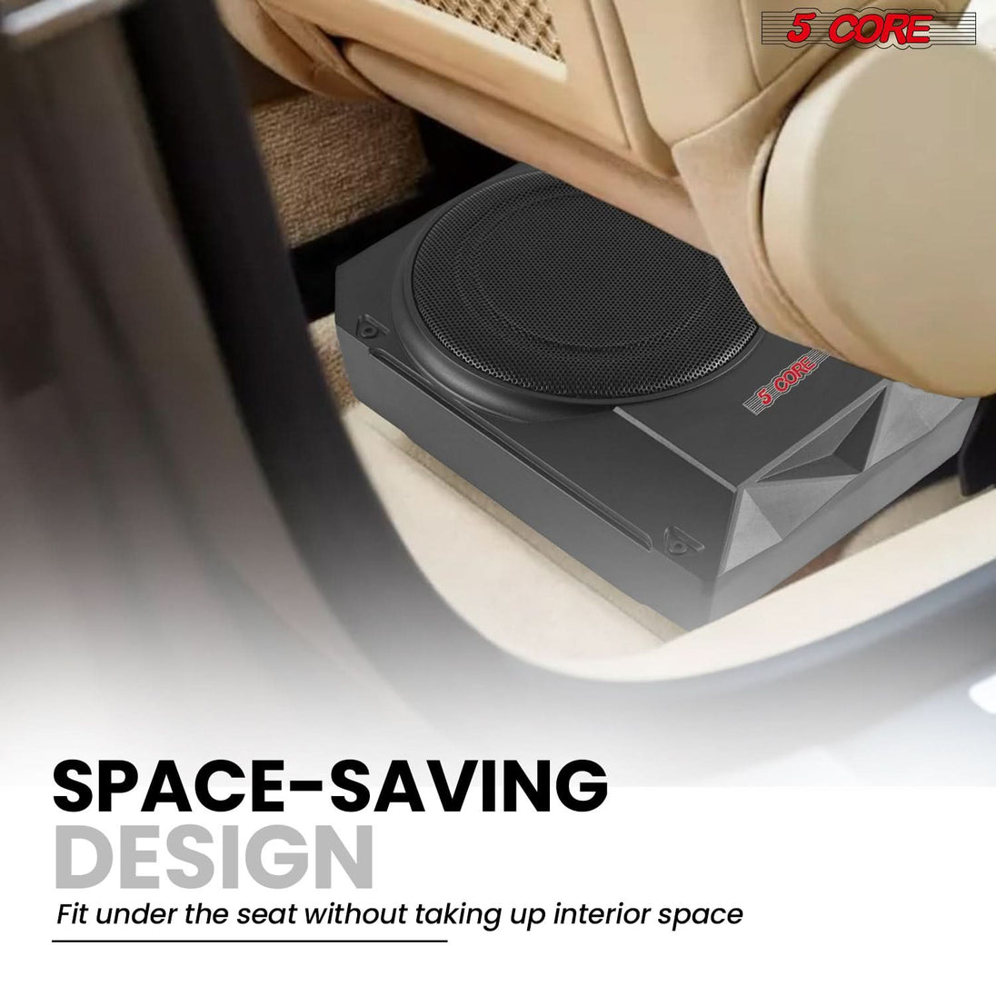 Under seat car subwoofer with compact design, powerful bass output, and easy installation for space-efficient sound enhancement