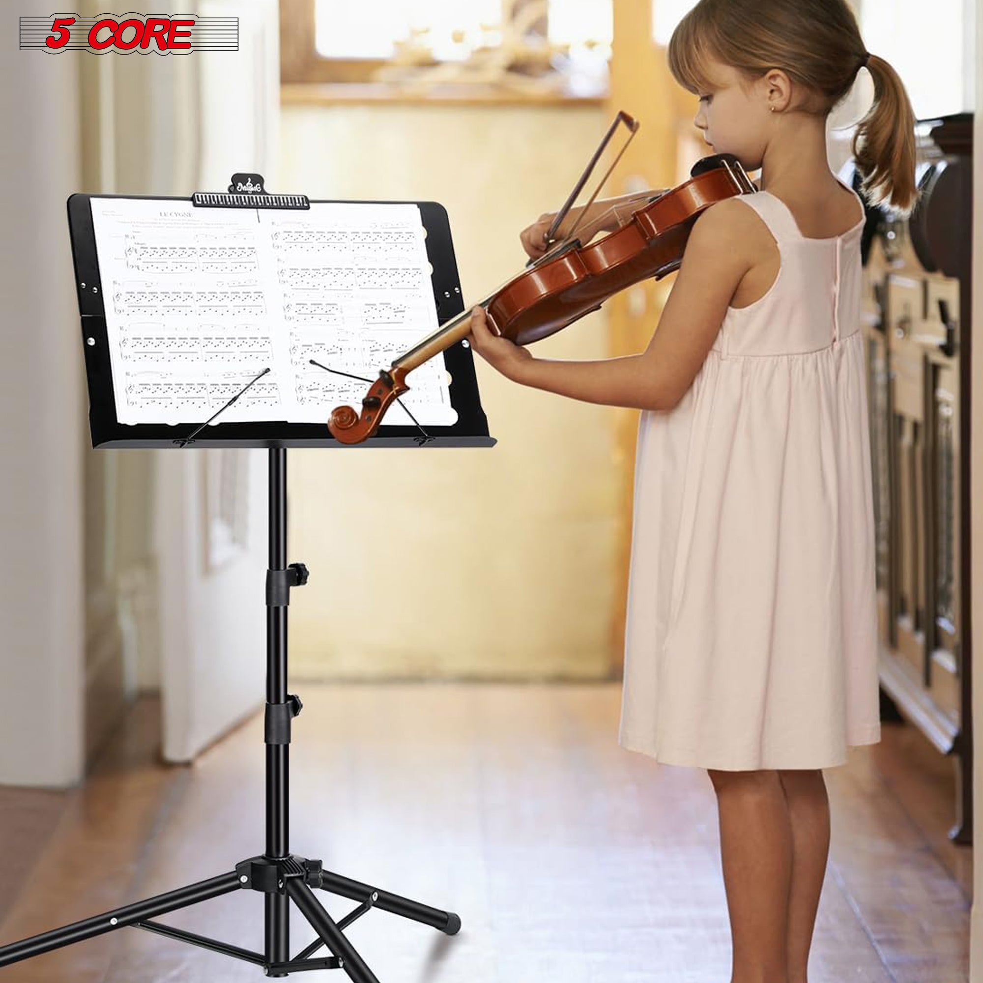 5 Core Music Stand for Sheet Music Heavy Duty Folding Portable Stands Light Weight Book Clip Holder Music Accessories Travel Carry Bag -MUS FLD HD