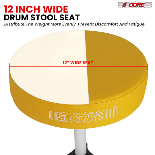 Drum stool with a wide seat area designed for maximum comfort and support during performances