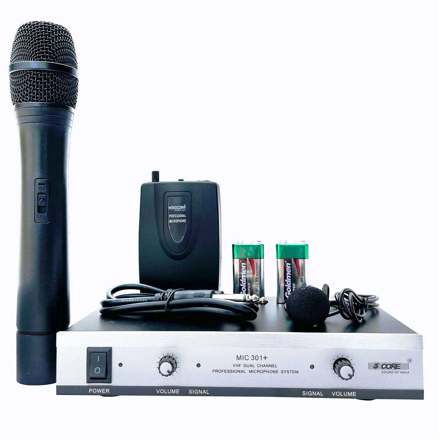 5Core Wireless Microphones w 1 VHF Dynamic Unidirectional Handheld Microfono Inalambrico & 1 Collar Mic with Receiver