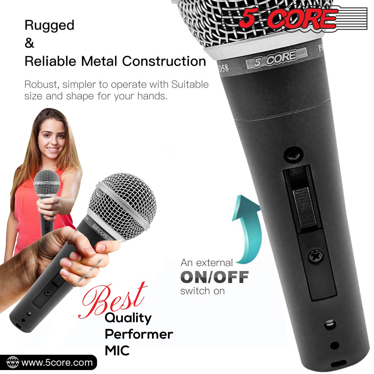 Professional Dynamic Vocal Microphone with On Off Switch