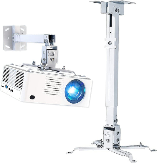 5 CORE Universal TILT LED HD Projector Ceiling Mount Wall Bracket Holder White Rectangle White CM 4365