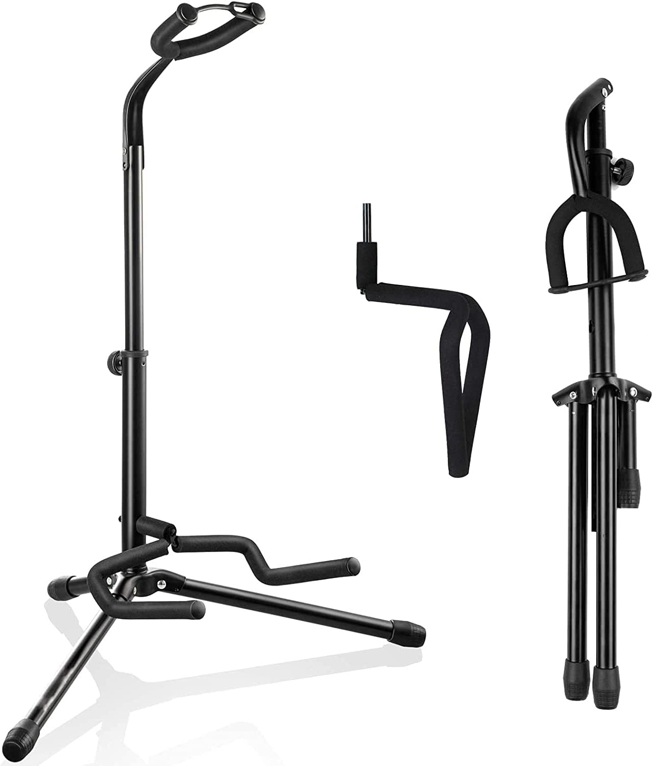 Musbeat Guitar Stand for Multiple Guitars Hardwood Multi Guitar Stand (3  Acoustic Guitar, 5 Electric or Bass), 5 Guitar Stand Rack for Men, Folding
