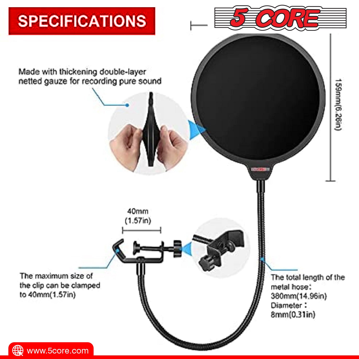 Professional pop filter and Microphone Isolation Shield